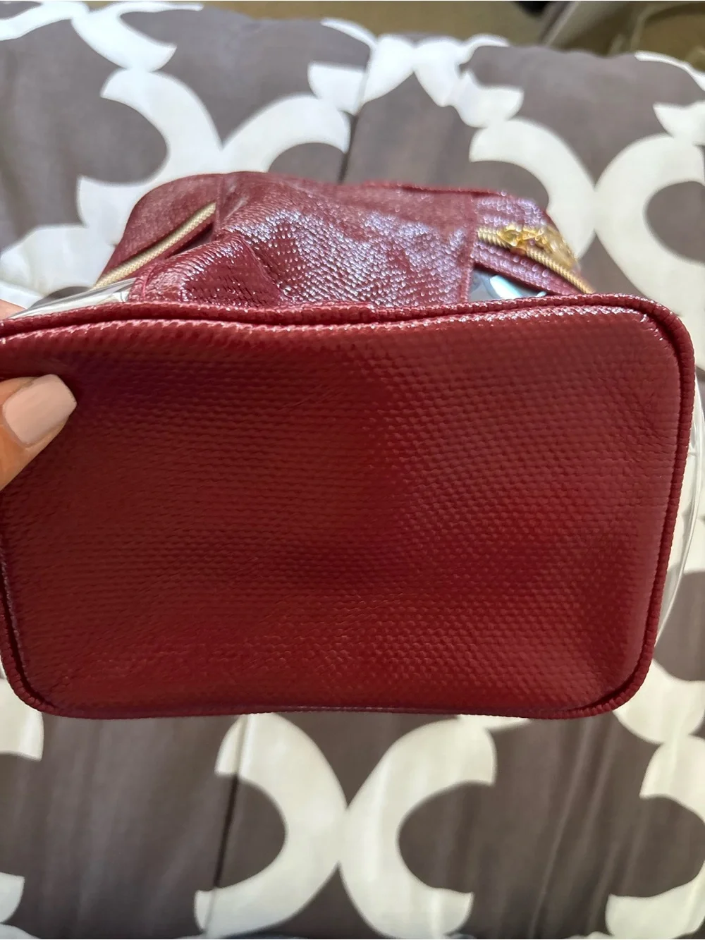 Lancome Clear & Red Makeup Bag Rose Zipper Brand New